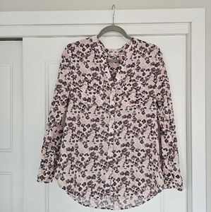 Floral Pink and Brown Button Down
